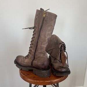 A.S.98 Brown Leather Women's Combat Boots